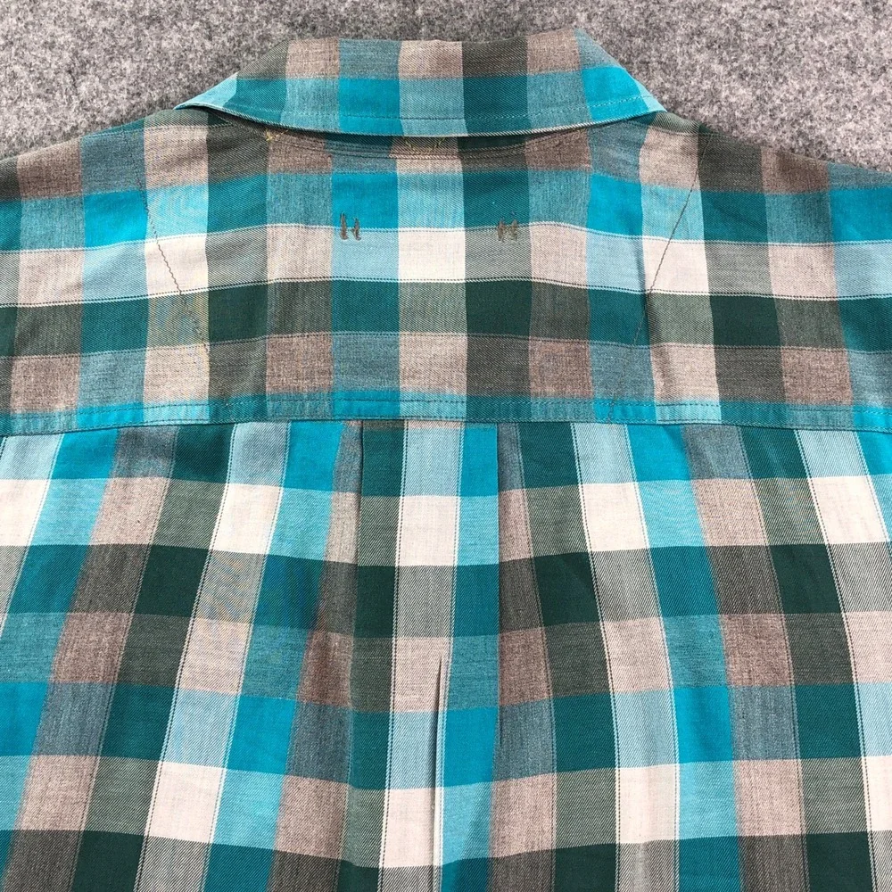 The North Face Mens XL Blue Plaid Cotton Long Sleeve Shirt Outdoor Hiking